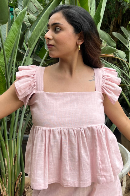 Misty Blush Pink Ruffle Top and Shorts