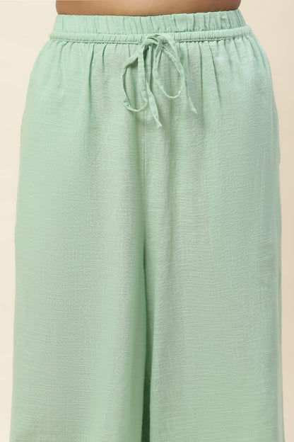 Hana Mint Cream Green Tie-up Top and Pants Set