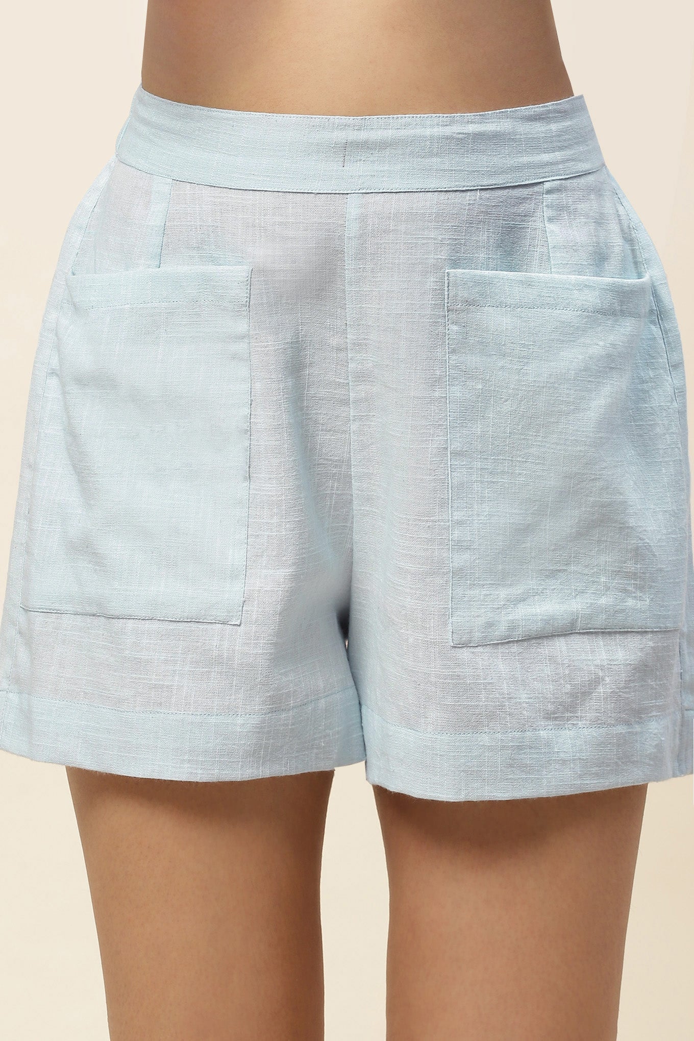 Daisy Ice Blue V Neck Top and Shorts Set