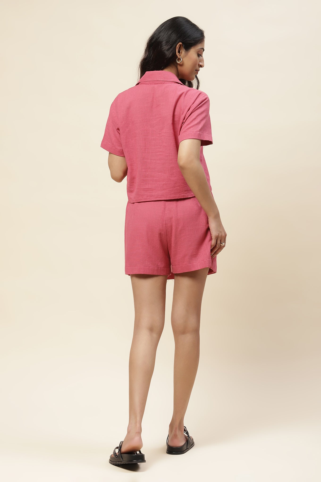 Emma Dusty Rose Crop Shirt and Skorts Set