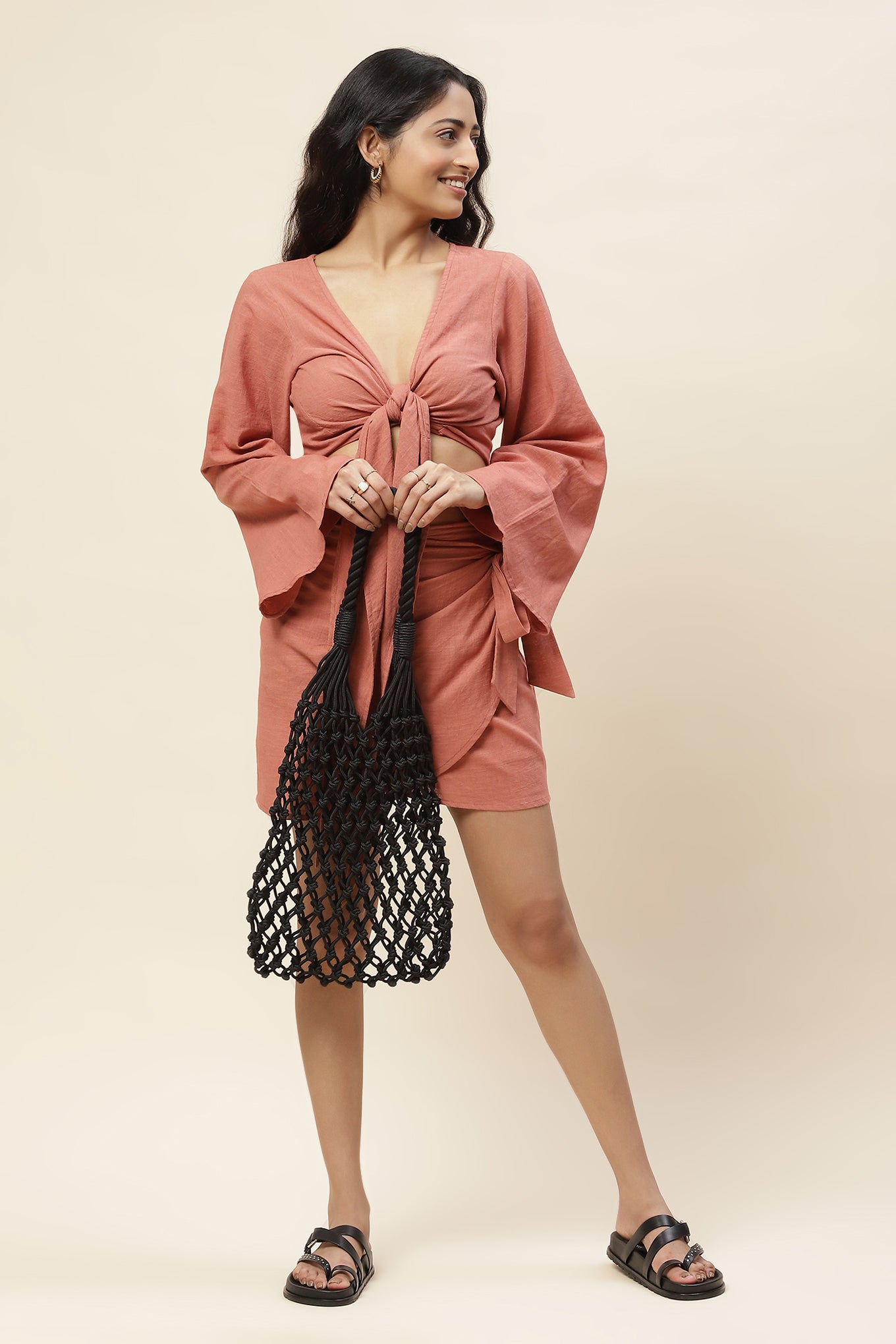 Peony Sandstone Wrap Top Skirt Set