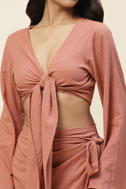 Peony Sandstone Wrap Top Skirt Set